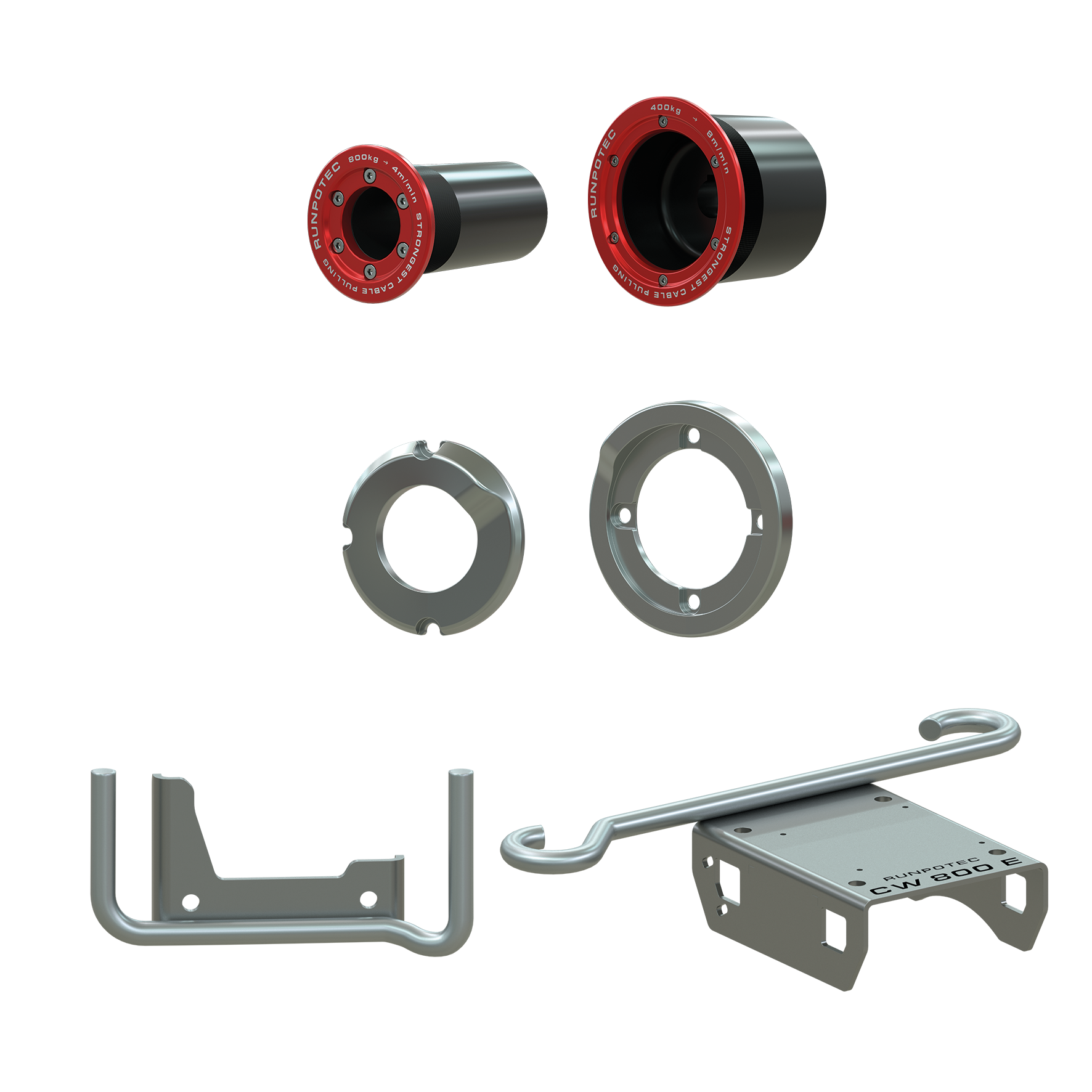 Kit conversion treuil CW 800 E modèle 2025, 6 pcs acier inox, ~20 min montage