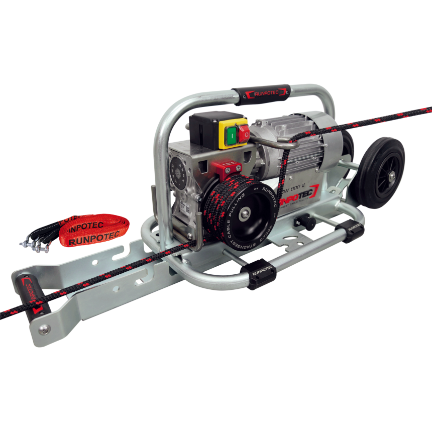 CW 800 E - Treuil cabestan, y compris rail de montage pour trolley et sangle de 3 m, raccordement