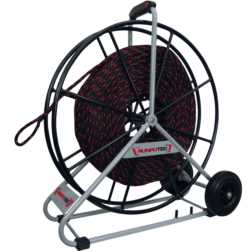 Zugseil &amp;#216; 10 mm, L&amp;#228;nge 200 m, inkl. Haspel &amp;#216; 770 mm mit Feststellbremse und Transportr&amp;#228;der,