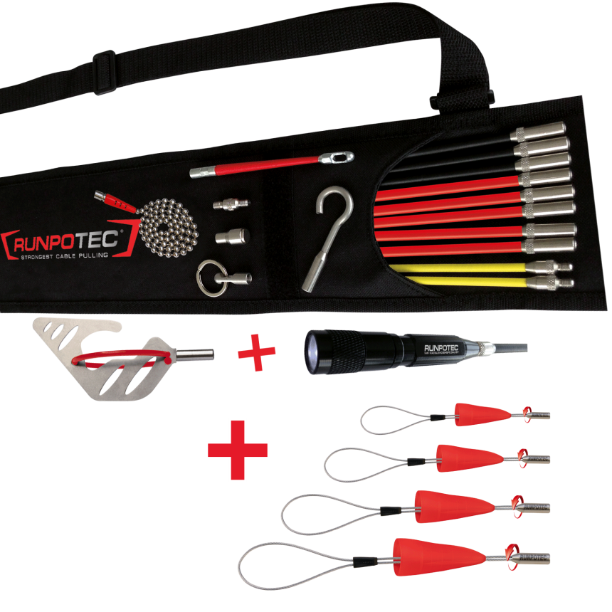 RUNPOSTICKS Comfort Set 19-parts + RUNPOFIX 4 set of 4 with thread, cable pulling aid for not guided