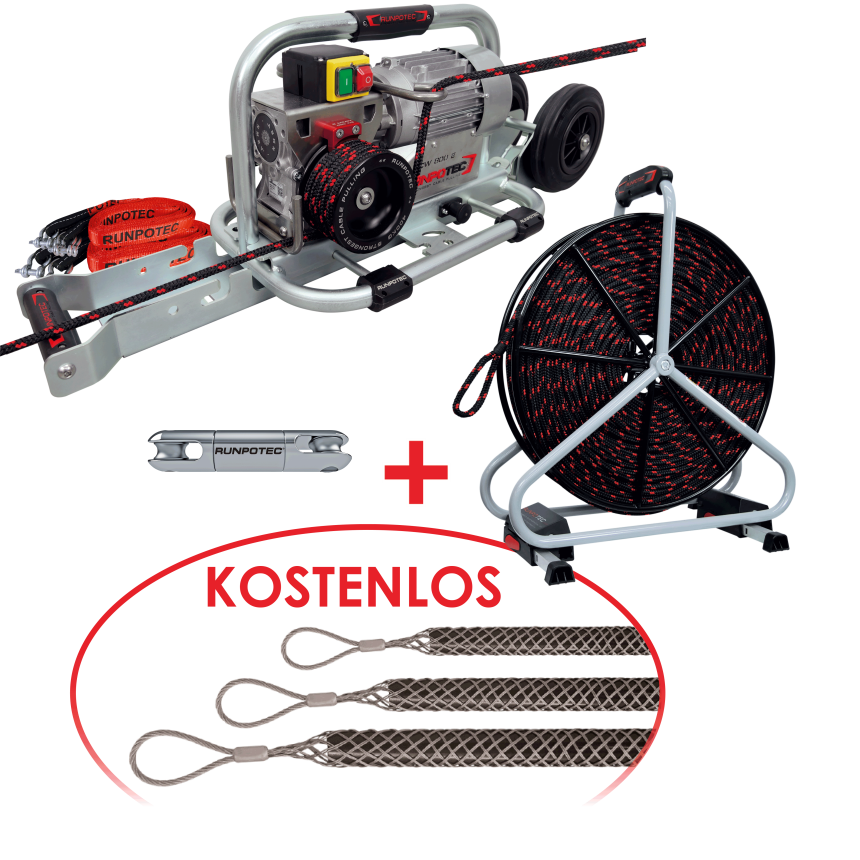 Kit de treuil de cabestan avec c&amp;#226;ble de traction, &amp;#233;merillon de liaison et 3 tire-c&amp;#226;bles