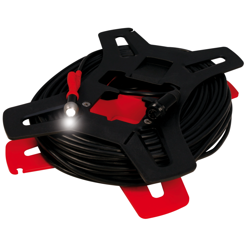 T&amp;#234;te de cam&amp;#233;ra RC2 avec c&amp;#226;ble, longueur: 50 m sur bobine, 6 LED int&amp;#233;gr&amp;#233;es (t&amp;#234;te de cam&amp;#233;ra classe de