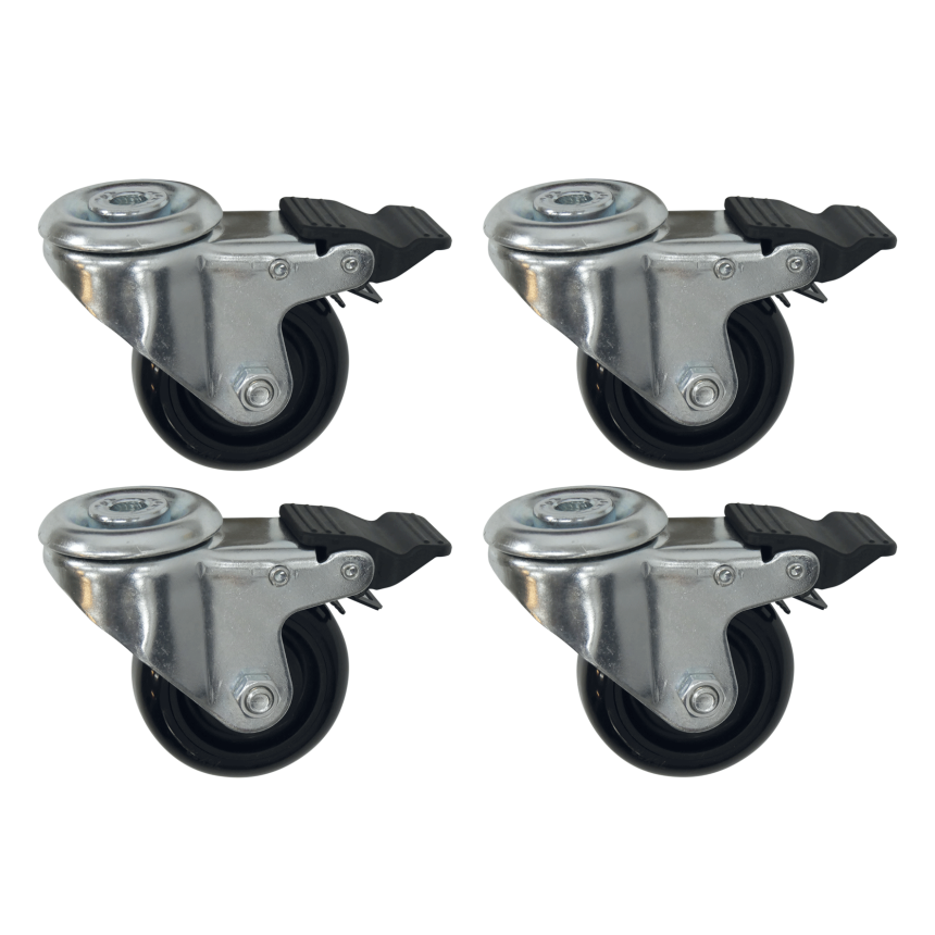 Lenkrollen mit Feststellbremse, 4er Set, Kunststoffr&amp;#228;der, Traglast 215 kg (gesamtes