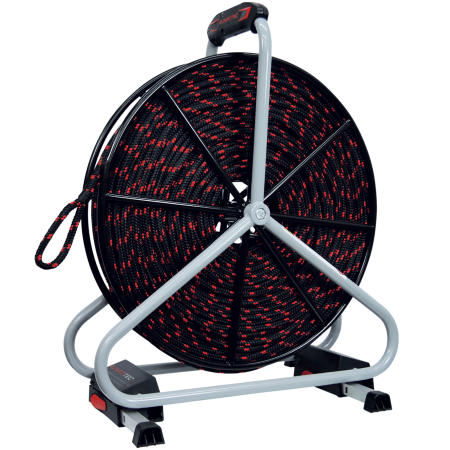 Câble de traction Ø 8 mm, longueur 120 m, y compris dévidoir Ø 514 mm avec frein de blocage, câble