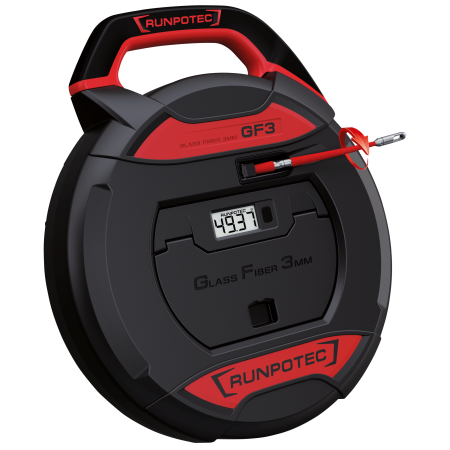 GF3 - Outil de tirage de câble avec compteur numérique, longueur: 30 m, tige en fibre de verre Ø 3