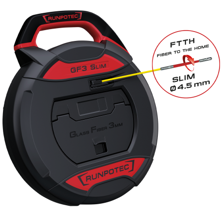 GF3 SLIM - Outil de tirage de câble sans compteur, longueur : 30 m, tige en fibre de verre Ø 3 m