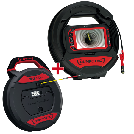 Caméra d'inspection RC3 - 15m + GF3 - 30m, pour l'inspection de tuyaux jusqu'à 15m, à partir d'un