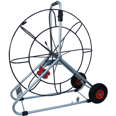 Dévidoir en acier Ø 1400 mm mobile pour Ø 15 mm, y compris compteur de mètres, KTL/revêtement en