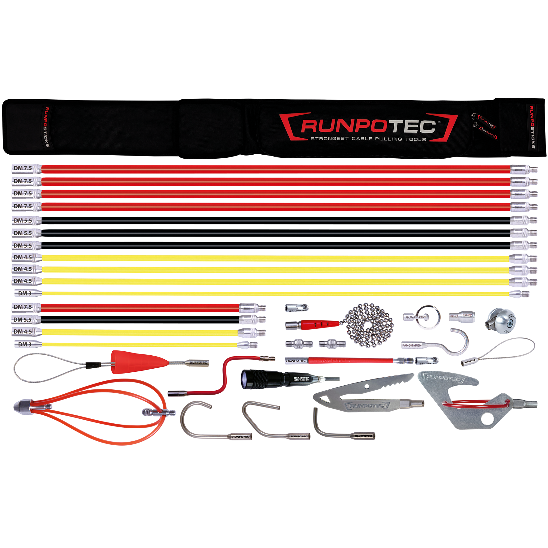 RUNPOSTICKS Paket 35-teilig, Kabeleinziehhilfe für nicht geführte Leitungen, Basaltstäbe