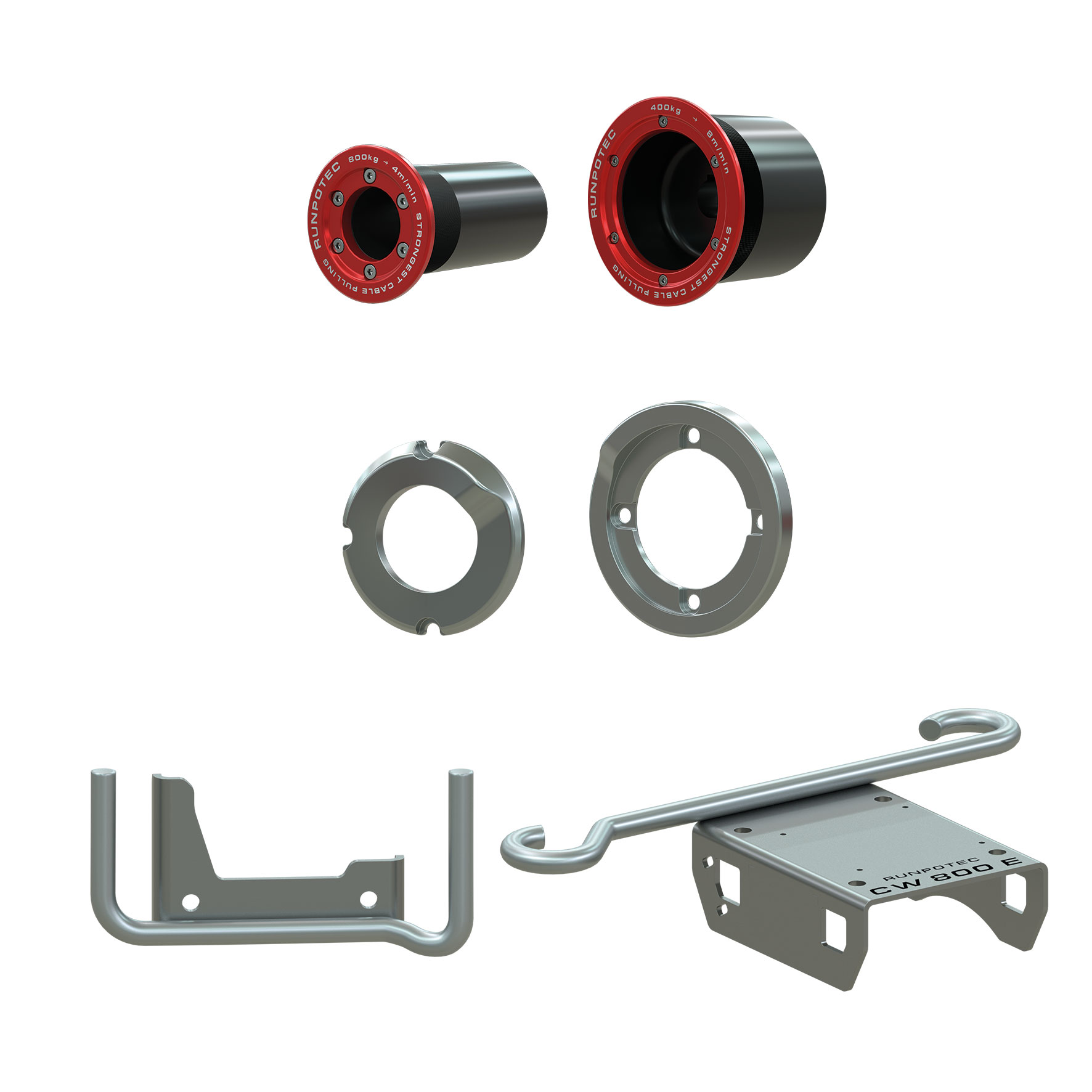 Kit conversion treuil CW 800 E modèle 2025, 6 pcs acier inox, ~20 min montage