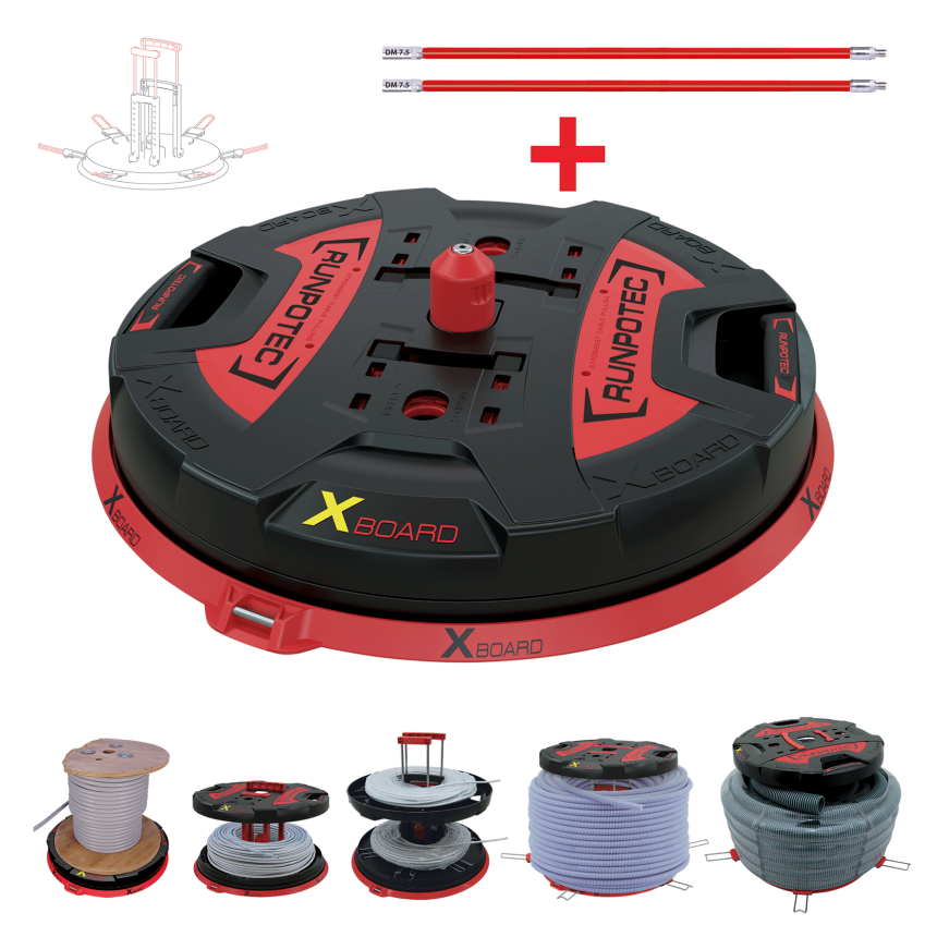 X BOARD XB 500 - d&amp;#233;rouleur de c&amp;#226;ble professionnel universel, plastique sp&amp;#233;cial, &amp;#216; 500 mm, largeur du