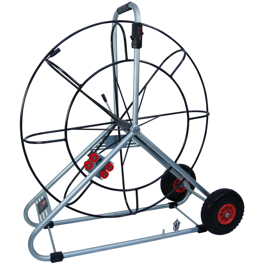 Dévidoir en acier Ø 1400 mm mobile pour Ø 15 mm, y compris compteur de mètres, KTL/revêtement en