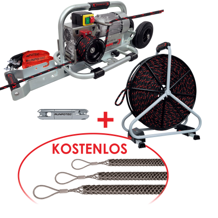 Kit de treuil de cabestan avec c&#226;ble de traction, &#233;merillon de liaison et 3 tire-c&#226;bles