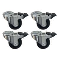 Roues pivotantes avec frein de stationnement, jeu de 4, roues en plastique, charge admissible 215 kg